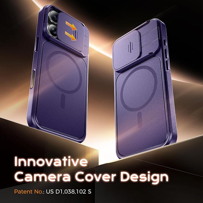 TOCOL for iPhone 16 Pro Max Case with Slide Camera Cover, Kickstand and Camera Control Button, Fit for MagSafe, Rugged Solid Phone Case, Non-Slip, Drop Protection, Midnight Purple - Image 3