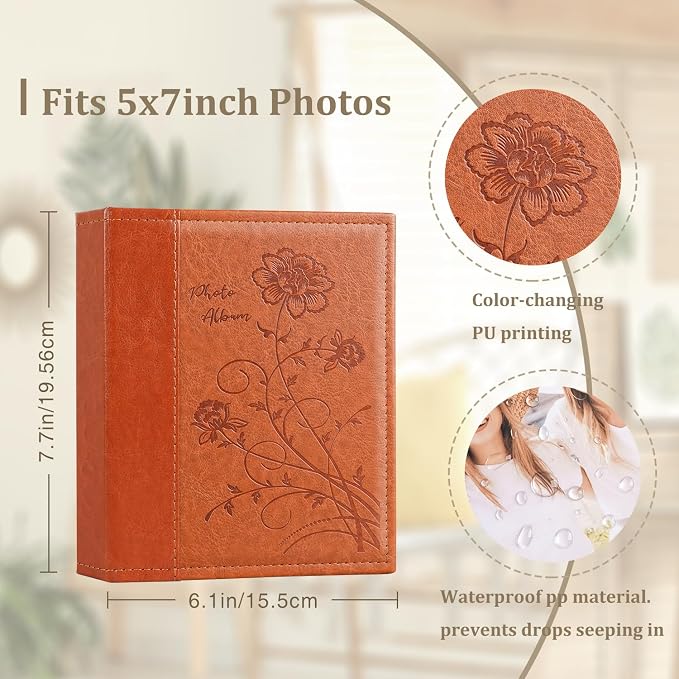 Artmag Photo Album 5x7 2 Packs Clear Pages Pockets Leather Cover Slip Slide in Photo Album Book Each Holds 50 Vertical 5x7 Photos Picture Book for Wedding Family (Brown) - Image 2