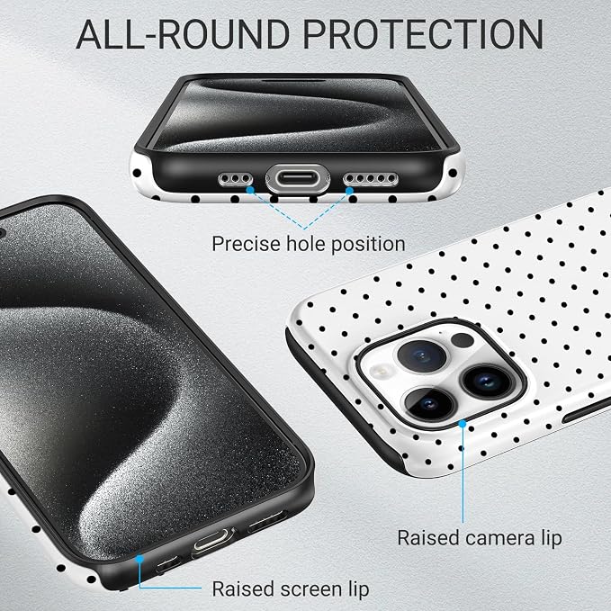 TPU Phone Case for iPhone 13 Pro, MagSafe Wireless Charging Compatible, Shockproof Slim Fit Protective Cover with Anti-Yellowing & Raised Camera Protection (Polka dot 8, iPhone 13 Pro) - Image 3