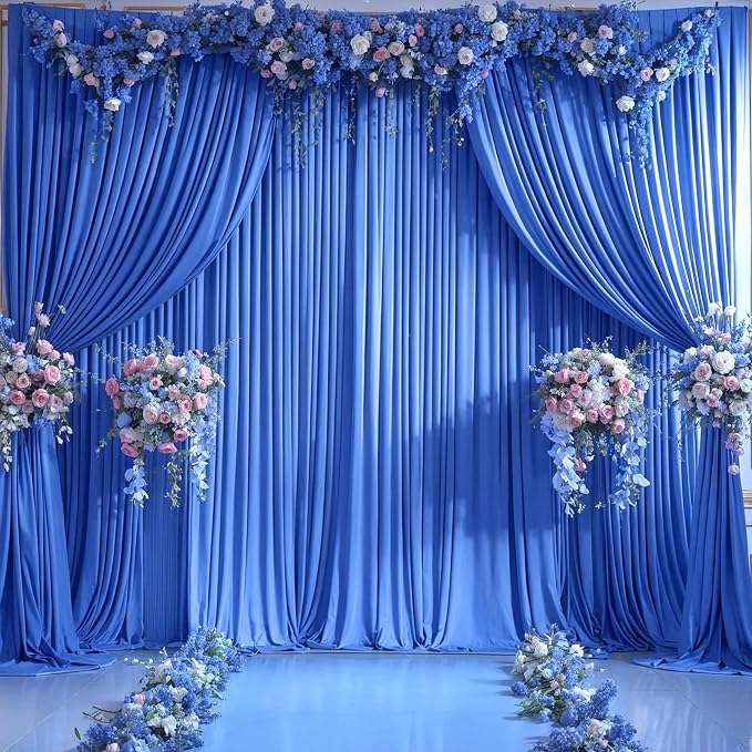 10x12 Royal Blue Backdrop Curtains for Wedding Party Wrinkle Free Backdrops Curtain Drapes Fabric Decorations Photo Back Drop Cloth for Baby Shower Photography Stage Reception 5ft x 12ft,2 Panels - Image 4