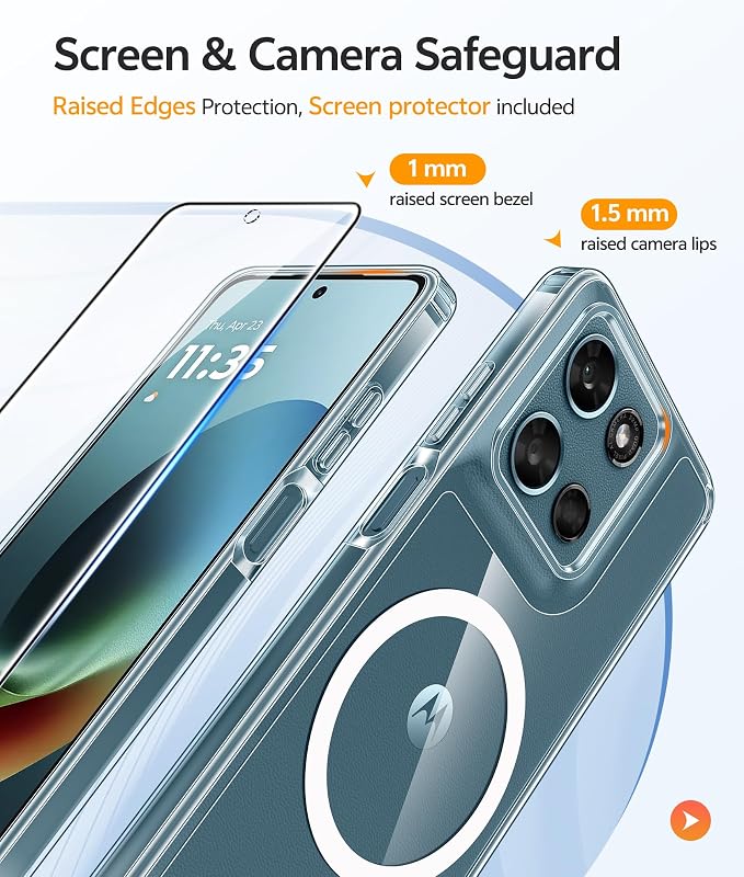 FNTCASE for Moto G Play 2026 / G 2026 / G 2025 Phone Case, Screen Protector | Anti Yellowing Magnetic Back, 14FT Military Grade Drop Protection, Shockproof Protective Phone Cover, Transparent - Image 4