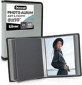 Dunwell 8x10 Photo Album & Art Portfolio Book, 24 Sleeves, Silver | Displays 48 Pages, 24 Clear Sleeves, Black Mounting Paper, Organizer for 8x10 Photos by Dunwell