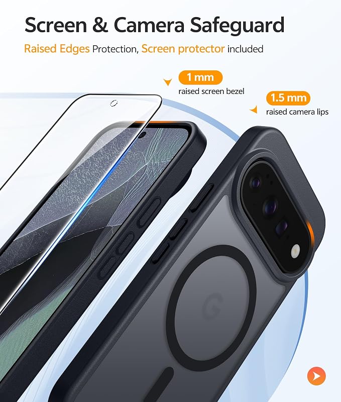 FNTCASE for Google Pixel 11 Pro Case / Pixel 11 Case, with Screen Protector | Fit for Magsafe, Translucent Matte, 14FT Military Grade Drop Protection, Shockproof Protective Phone Cover, Black - Image 4