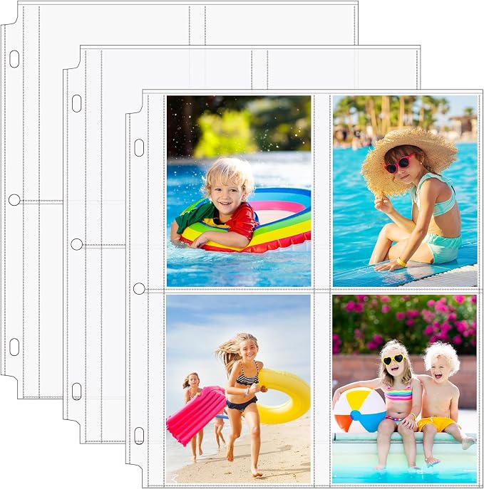 MaxGear 30 Pack Photo Sleeves for 3 Ring Binder (240 Pictures), 3.5x5 in | Heavy-Duty Archival Page Protectors, 4-Pocket Clear Photo Album Refill Pages, Plastic Seed Packet Sleeves, Acid-Free by MaxGear