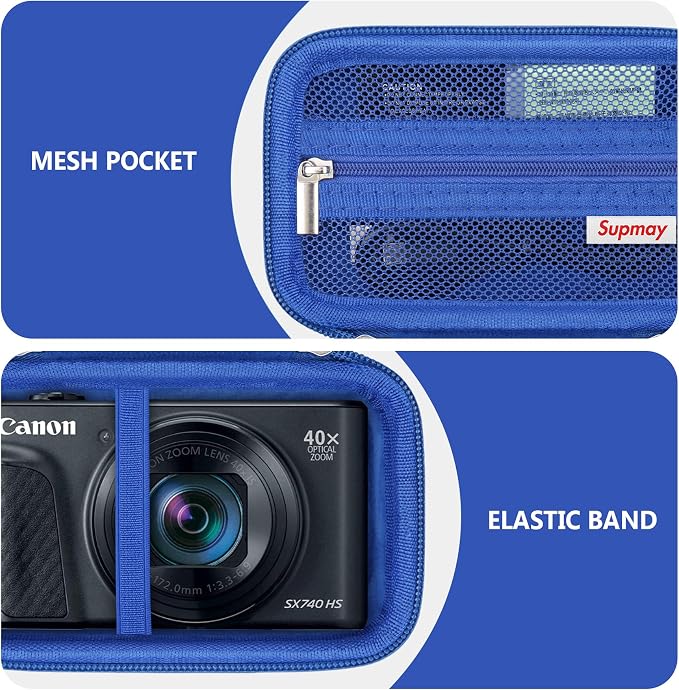 Carrying Case for Canon PowerShot SX740 HS, SX730 HS Camera, Blue | SX720 HS, SX620 HS, G7 X Mark III, G7 X Mark II Digital Camera, Storage Holder Travel Bag with Mesh Pocket for Battery Pack - Image 4