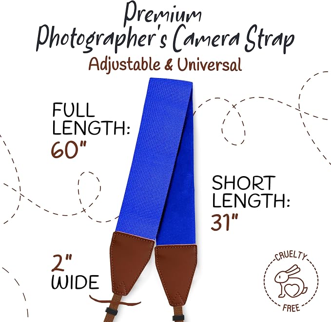 Art Tribute Camera Strap - Shoulder, Crossbody & Neck Camera Strap for Photographers, Fits All Cameras, Canon Nikon Sony Fujifilm, Padded Strap W/Quick Release, Embroidered Cotton & Leather Ends - Image 5