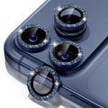 Misea Compatible for iPhone 17 Pro/iPhone 17 Pro Max Camera Lens Protector | 9H Tempered Glass Ultra HD Bling Camera Screen Protector Cover Metal Individual Ring Accessories, Deep Blue Glitter by Misea