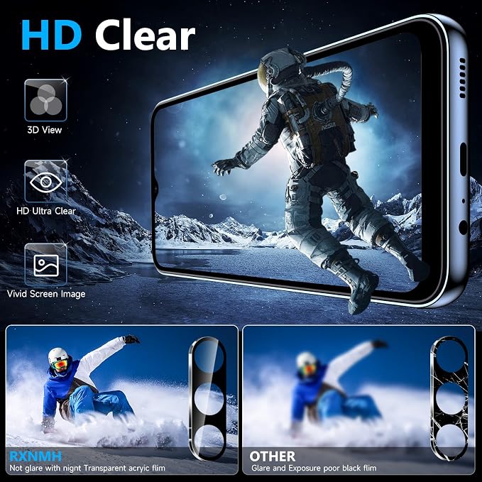 Samsung Galaxy A15 5G Screen Protector & Camera Lens Protector | 2+2 Pack, Upgraded 9H Tempered Glass HD, Fingerprint Unlock, Anti-Scratch, Touch Sensitive, Bubble Free, Case Friendly - Image 7