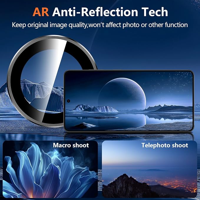 for Samsung Galaxy S26 Ultra Camera Lens Protector, Individual Metal Ring Tempered Glass Lens Cover, [Strong Adsorption] Scratch Resistant Ultra-Thin HD Clear Lens Cover, 1 Set-Black Ring - Image 3