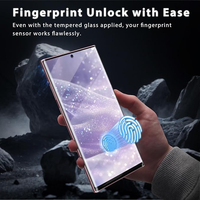 V-PORYADKU 2+2 Pack for Samsung Galaxy S22 Ultra Screen Protector | Camera Lens Protector, 9H Tempered Glass, Anti-Scratch, Fingerprint Unlock, HD Clear, Case Friendly - Image 2