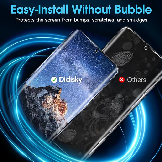 Didisky For Samsung Galaxy S20 Ultra Privacy Screen Protector 2 Pack Tempered Glass and 2 Pack Camera Lens Protector, 3D Curved Full Coverage, Easy to Install,Anti-Spy, Anti Scratch,9H - Image 4