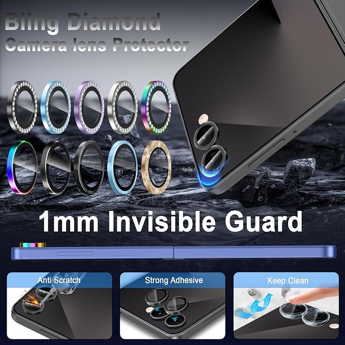 Meshine for Samsung Galaxy Z Flip 8 Camera Lens Protector,Scratch Proof,Strong Adsorption,9H Hardness with Metal Ring Camera Cover,Ultra Thin Case Friendly,Accessories Lens Protector,Black - Image 5