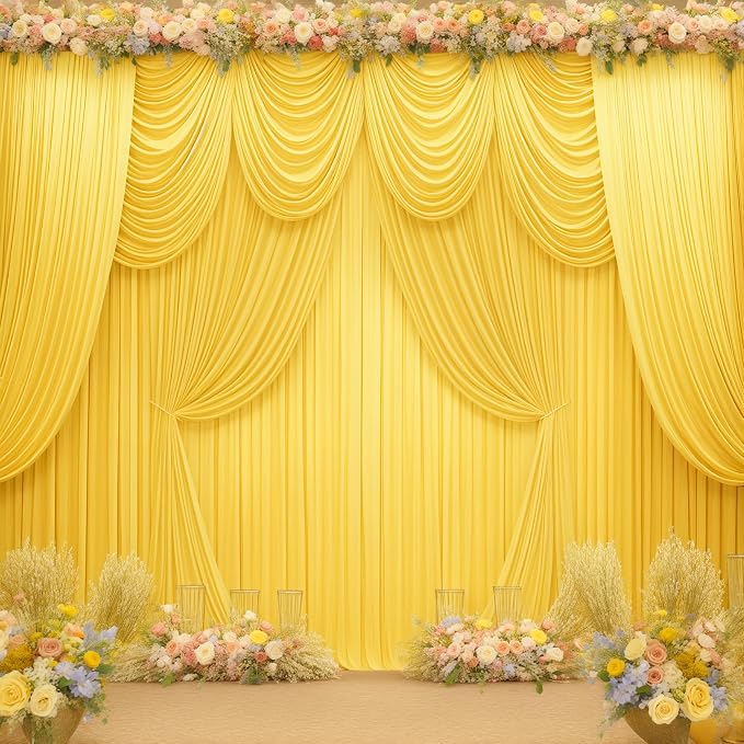Yellow Backdrop Curtains-Wrinkle-Free Polyester Photography Drapes Party Curtain Background for Baby Shower Wedding Decorations- 40 X10FT - Image 6