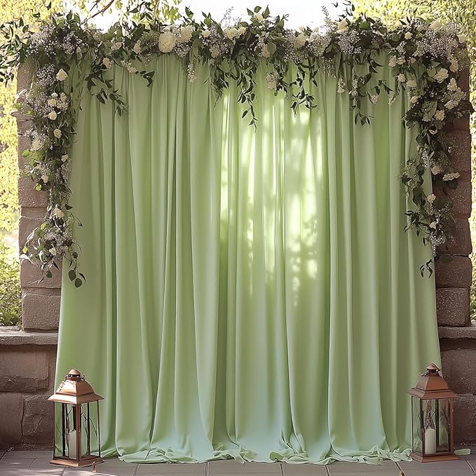 ESGOTBME 30x10ft Wrinkle Free Sage Green Backdrop Curtain for Parties Soft Fabric Drapes Wedding Curtain Backdrop for Birthday Party Decorations Background for Photography 5x10ft, 6 Panels - Image 9