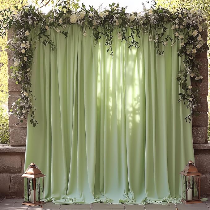 ESGOTBME 20x10ft Wrinkle Free Sage Green Backdrop Curtain for Parties Soft Fabric Drapes Wedding Curtain Backdrop for Birthday Party Decorations Background for Photography 5x10ft, 4 Panels - Image 8
