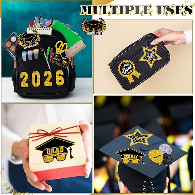 Glenmal 28 Sheets Graduation Photo Display Board Sticker Class of 2026 Black Gold Picture Display Stickers Accessories for 2026 Grad Party College Board Photo Frame Decor - Image 5