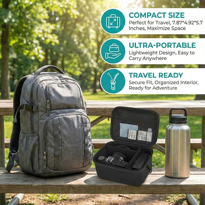 Comecase Large Travel 4K Vlogging Camera Case for Duluvulu/for AUREAPIX | Outdoor Camera Storage with 2 Dividers and Mesh Pocket, for Vloggers and Content Creators, Trip Ready, Jet Black - Case Only - Image 7