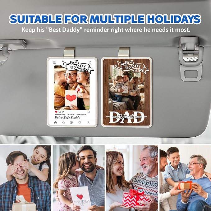 Drive Safe Dad Gift from Daughter Son, for Dad, Personalized Photo Car Visor Clip, Dad Birthday Gift Idea, Sentimental Keepsake Car Decoration, 2 Pack (Daddy) - Image 4