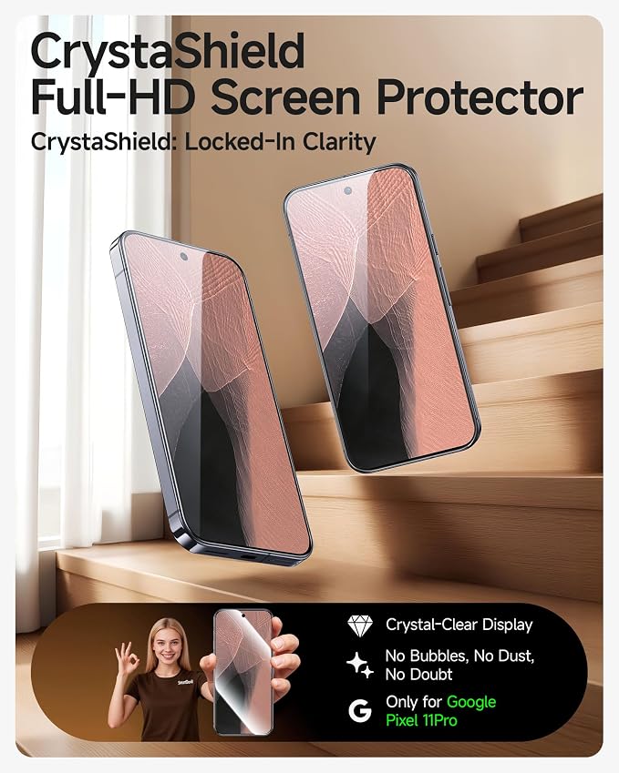 SMARTDEVIL 3 Pack Tempered Glass for Google Pixel 11 Pro Screen Protector | HD Clear, Fingerprint Unlock, Military-Grade Shatterproof Protection, Anti-Shatter, Bubble-Free, Case Friendly, Easy Install - Image 2