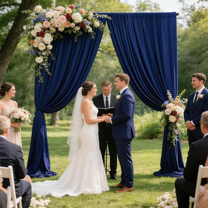 10ft x 10ft Blue Backdrop Curtains for Parties, Polyester Fabric Backdrop Drapes with Rod Pockets for Weddings, Birthday, Photography, Mother's Day, Graduation Party Background Curtain, 2 Panels - Image 4