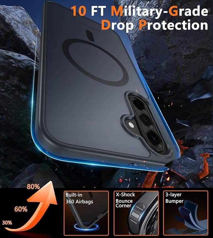 FNTCASE for Galaxy A26 5G Phone Case, Fit for Magsafe, Screen Protector | Translucent Matte, 14FT Military Grade Drop Protection, Slim Shockproof Protective, for Samsung A 26 4G Cover, Black - Image 6