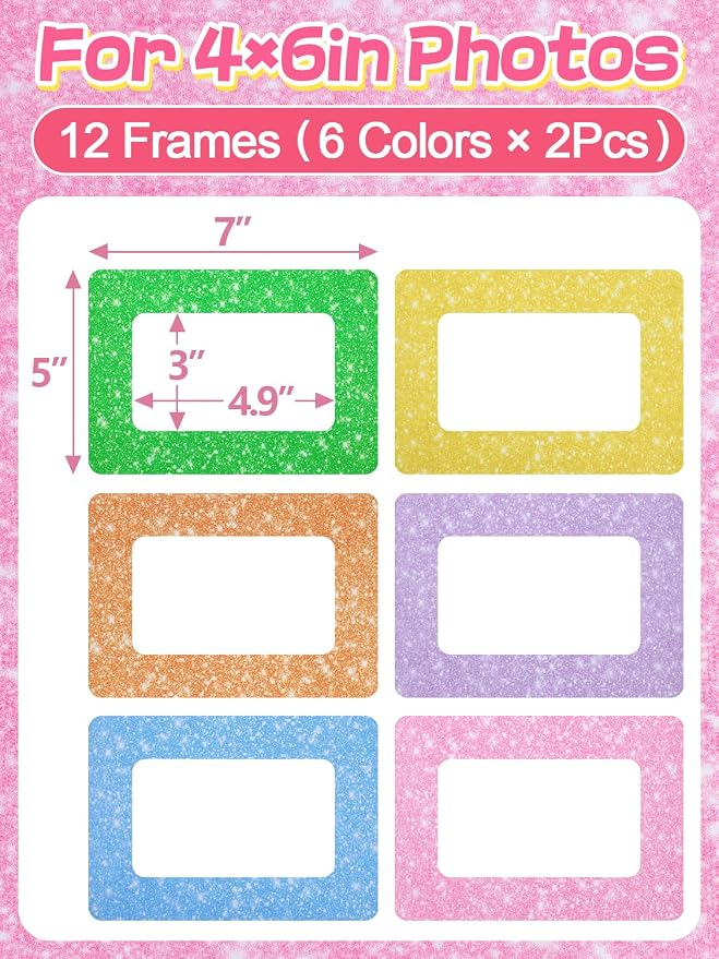 12Pcs Magnetic Picture Frames for 4"x6" Photo, Locker Accessories for Girls | 6 Colors, Cute Back to School Gifts, Classroom Decorations Supplies, Refrigerator Decor, White Dots - Image 4