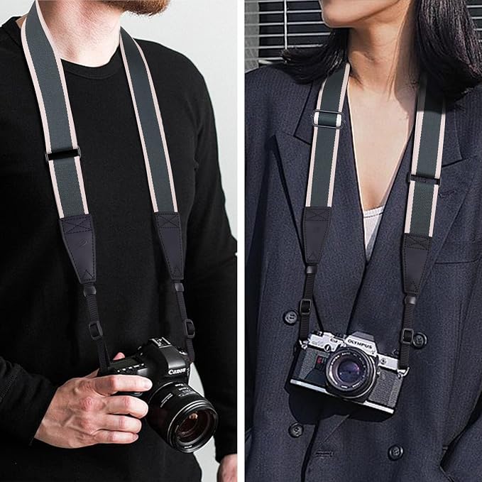 Padwa Lifestyle Adjustable Camera Strap - 1.5" Top Layer Cowhide Head Camera Straps for Photographers, Cotton Adjustable Neck Shoulder & Crossbody Strap Quick Release for All Cameras and Binoculars - Image 5