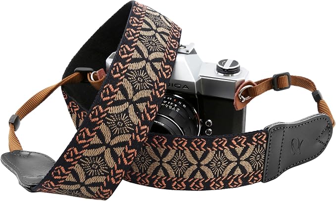 Padwa Lifestyle Mystic Grey Embroidered Camera Strap - Double Layer Cowhide Ends,2" Cotton Woven Camera Straps, Adjustable Vintage Neck&Shoulder Strap for All DSLR Cameras,Great Gift for Photographers - Image 8