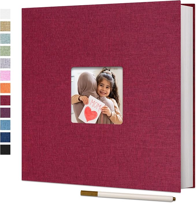Vienrose Large Photo Album Self Adhesive for 4x6 8x10 Pictures Linen Scrapbook Album DIY 40 Blank Pages with A Metallic Pen | Linen Cover, Scrapbook, Fits 4X6 8X10 Pictures, Metallic Pen Included, Diy by Vienrose