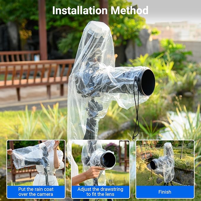 2PCS Clear Camera Rain Cover Sleeve with Flash for Camera + Lens up to 18" | Waterproof,PE Material,Dust-Proof,for Canon EOS R5 R6 Rp 5D 6D 7D 90D 80D 77D Z7II Z6II Z5 D850 D810 D780 D3500 D5600 D7500 - Image 5