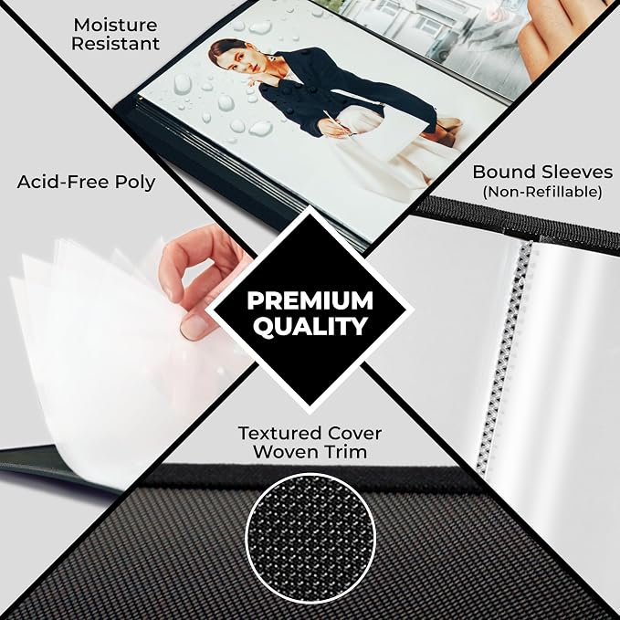 Dunwell 5x7 Photo Album & Art Portfolio Binder, 24 Clear Sleeves, Black | Displays 48 Pages, 24 Clear Sleeves, Black Mounting Paper, Organizer for 5x7 Photos - Image 6