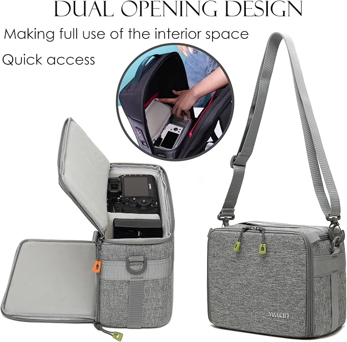 Camera Insert Bag,Shockproof &Pressure-proof Dual Opening Camera Lens Cube Case Bag,Digital DSLR SLR Mirrorless Cameras Accessories Storage Pouch Compatible for Canon,Nikon,Sony,Panasonic（S） - Image 3