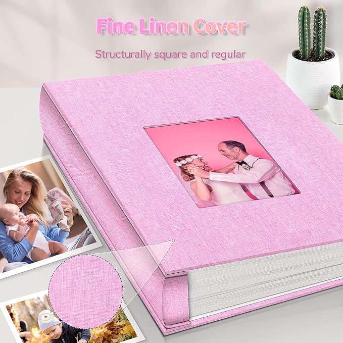 Artfeel Photo Album 4x6 with 1000 Pockets,Slip-in Picture Albums,Linen Cover Memory Book with Front Window,White Page Vertical Photo Book for Wedding,Family,Anniversare,Baby,Vacation - Image 6