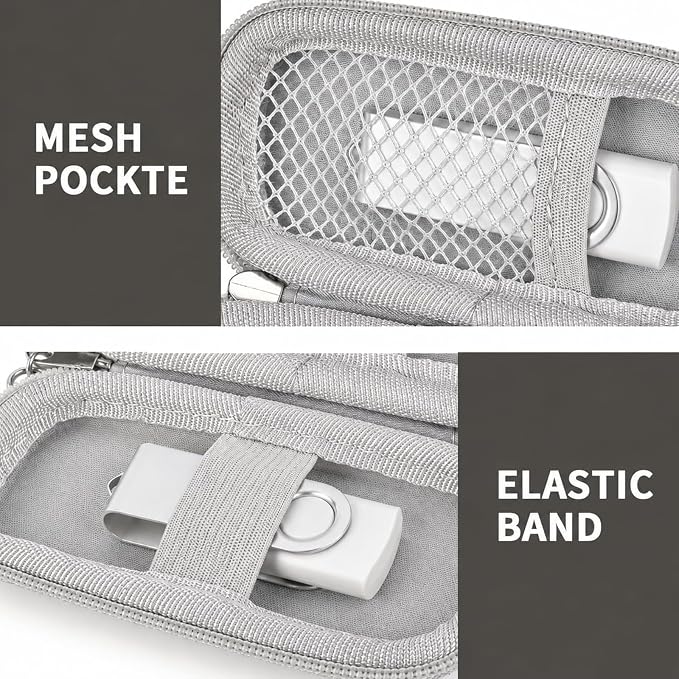 USB Flash Drive Case, SD Card/Thumb Drive/Memory Cards Holder, Bag Only | SDXC/SDHC Storage, Electronic Accessories Organizer for SanDisk / for Samsung, for Students/IT/Office/School/Travel, Silver - Image 4