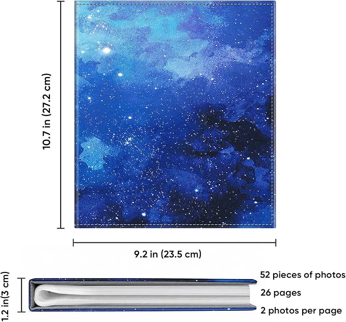 Fintie Photo Album for 8x10 Photos, 52 Pockets Vegan Leather Memory Book | Premium Cover Picture Book, For Family/Wedding/Couples Keepsakes, Anniversary Photos & Artwork Collection, Starry Sky - Image 6