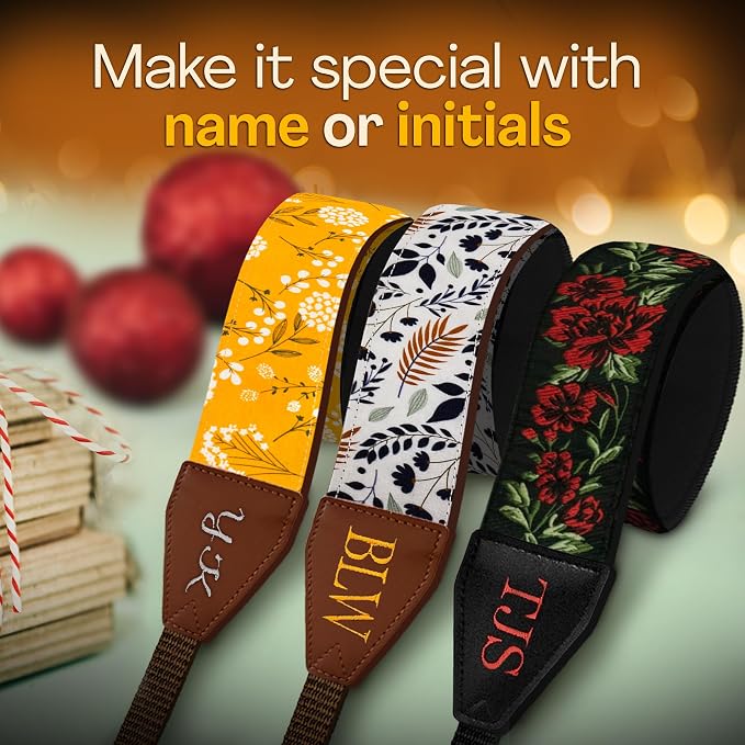 Art Tribute Camera Strap Personalized With Name - Shoulder, Crossbody & Neck Camera Strap for Photographers, Fits All Cameras, Canon Nikon Sony Fujifilm, Padded Strap W/Quick Release & Leather Ends - Image 2