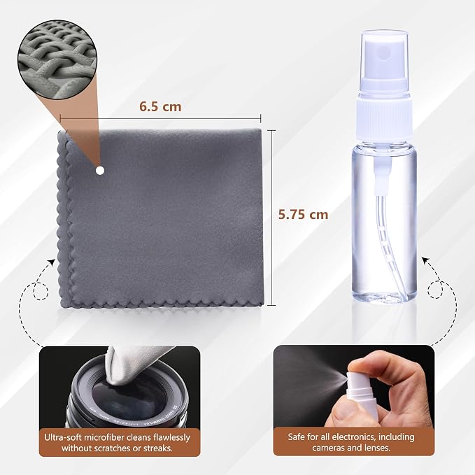 REFLEX CAMERA Professional 19 in 1 Camera Cleaning Kit, Camera Lens Cleaning Kit with Lens Pen, Air/Dust Blower, Microfiber Lens Cloth, Sensor Cleaning Swabs, Lens Solution & Handy Storage Container - Image 7