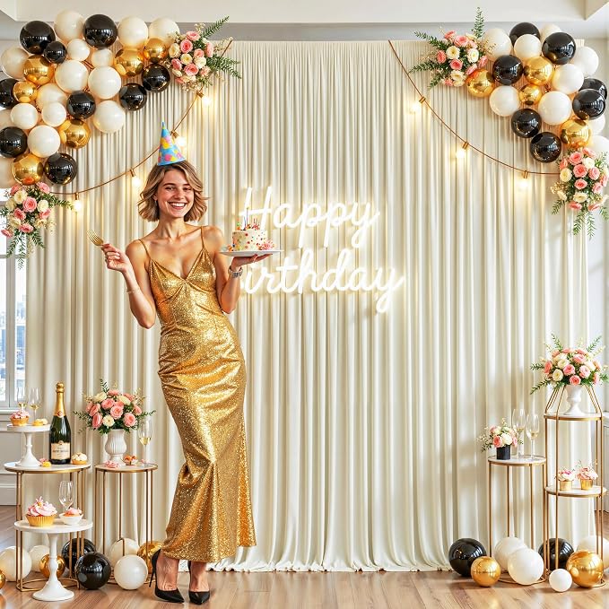 10x10 Beige Backdrop Curtain for Wedding Parties Wrinkle Free Beige Photo Curtains Backdrop Drapes Fabric Decoration for Baby Shower Photoshoot 5ft x 10ft,2 Panels - Image 9