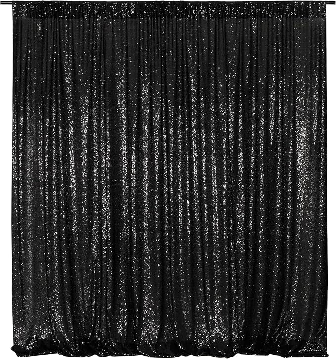 Poise3EHome Black Sequin Backdrop,8FT x 10FT Sequin Photography Backdrop Curtain for Party Decoration by Poise3EHome