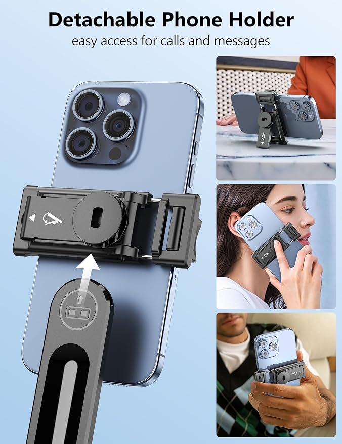 70" Extendable Selfie Stick Tripod, Automatic Phone Tripod with Magnetic Remote & 1/4" Screw, Lightweight Travel Tripod Stand for iPhone/Android & Camera, Vlog Video Recording - Image 8