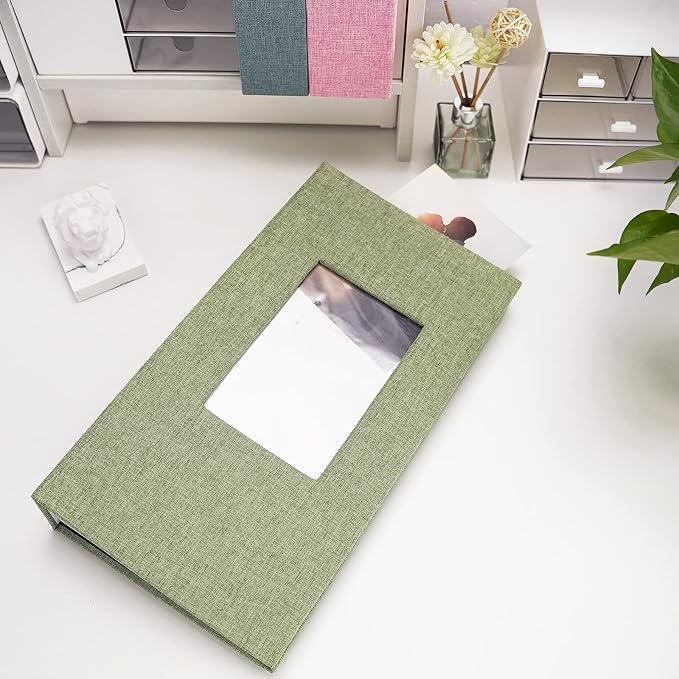 Vienrose 4x6 Photo Album,420 Pockets,Linen Cover with Window,Grass Green | Linen Hardcover, Slip In Photo Book, Family Memory Album, Travel Keepsake - Image 2