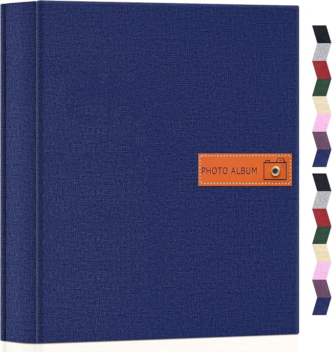 Popotop 4x6 Photo Album 1000 Pictures, Linen Hardcover, Reinforced Spine | Extra-Large 1000-Photo Capacity, Acid-Free PP Slip-In Pockets, 5 Photos per Page, Black Inner Pages, No Memo Space by Popotop