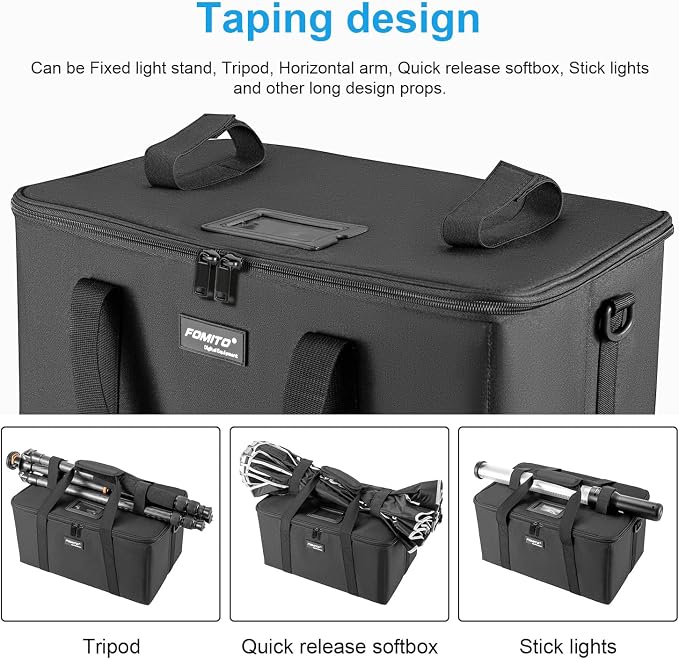 FOMITO AB-27B Foldable Camera Storage Bag 44x30x22cm Shockproof Case for DSLR, Gimbal, Drone Heavy-Duty Handle - Image 3