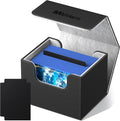 Mlikero Card Deck Box, Commander Deck Box Holds 100+ Double-Sleeved Cards with 2 Dividers, Leather Magnetic Closure Card Box Fit for MTG, TCG (Black) by Mlikero