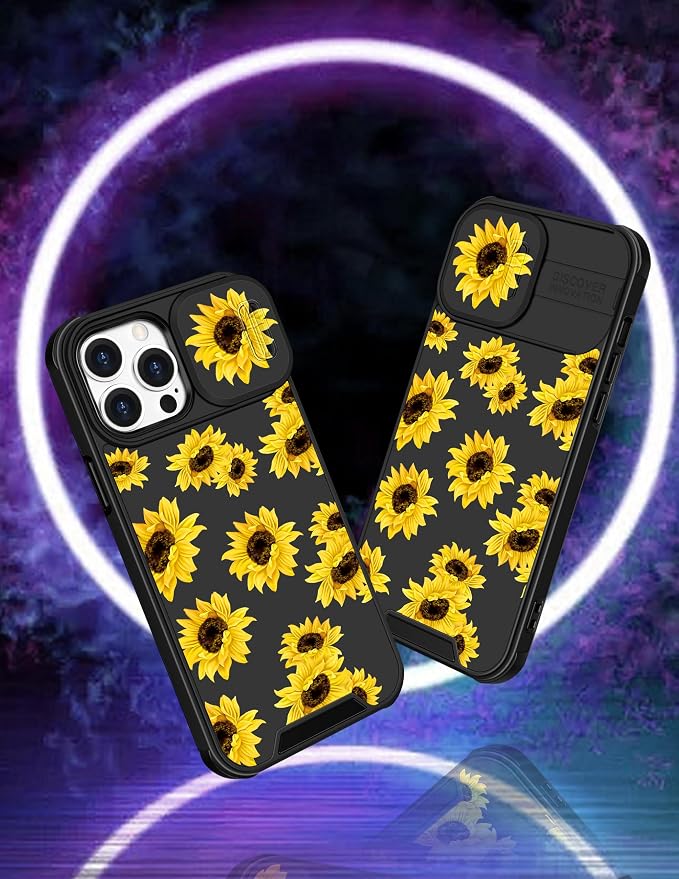 (2in1 for iPhone 13 Pro Max Case Sunflower for Women Floral Girly Phone Cover Cute Flowers Design with Slide Camera Cover Protective Flower Fashion Cases for Apple 13 Pro Max 6.7'' - Image 4