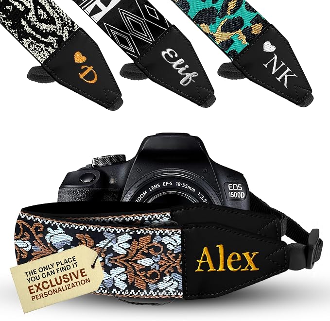 Art Tribute Custom Camera Strap Retro Brown - Add Your Text and We Make It Especially For You Get Your Own Personalized Gift Camera Strap, No Shipping Cost! by ArtTribute