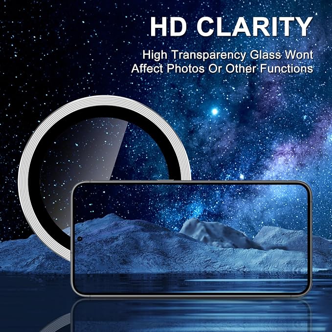 for Samsung Galaxy S25 Plus Camera Lens Protector, Individual Metal Ring Tempered Glass Lens Cover, [Strong Adsorption] Scratch Resistant Ultra-Thin HD Clear Lens Cover, 1 Set-Silvery - Image 4