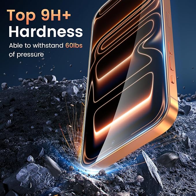 Fotbor Compatible with 3 Pack iPhone 17 Pro Screen Protector with 1 Set Camera Lens Protector, 2025 Upgrade 9H+ Premium Tempered Glass 17Pro, Easy Installation Kits, 6.3 inch - Image 2