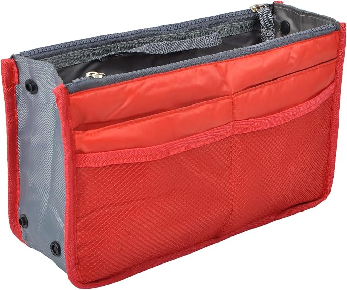 Vercord Purse Organizer Insert for Handbags Bag Organizers Inside Tote Pocketbook Women Nurse Nylon 13 Pockets Red Medium by Vercord