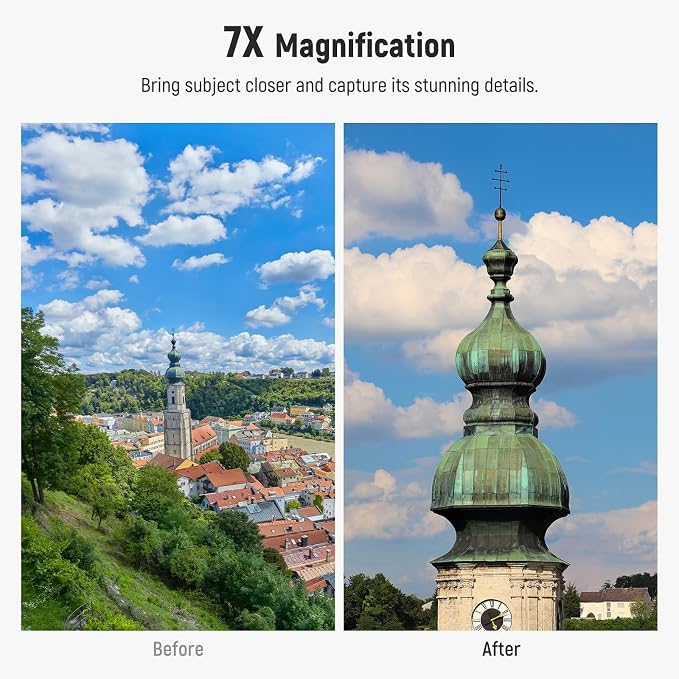 NEEWER 7X Telephoto Lens with Phone Lens Clip Compatible with iPhone Samsung, 15 Elements 12 Groups 7X Magnification Phone Lens for 17mm Thread Phone Cage/Phone Case/Backplate, LS-36 PRO - Image 2